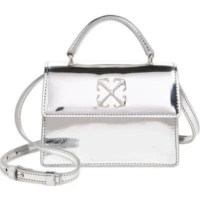 Off-white Jitney Baby Mirror Metallic Leather Top Handle Bag In 7272 Silver