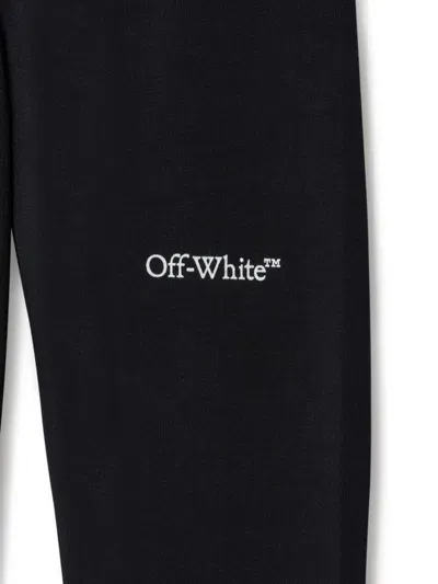 Off-white Kids Leggings Bookish Con Banda Logo In Black