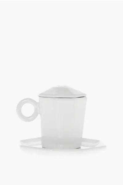 Off-white Kitchenware Ceramic Coffee Cup With Saucer In White