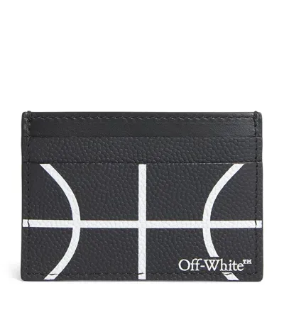 Off-white Leather Basketball Card Holder In Black