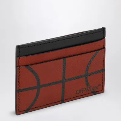 Off-white Leather Basketball Card Holder In Red