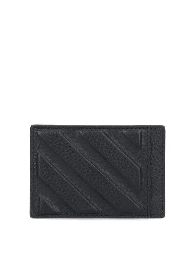 Off-white Leather Card Holder In Black