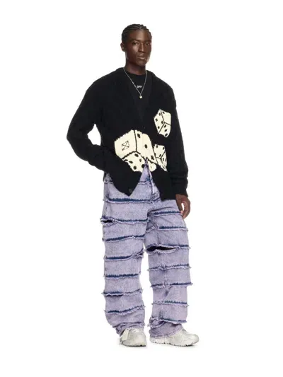 Off-white Lilac Punk Stripes Straight Jeans In Black