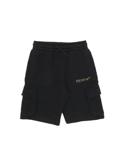 Off-white Kids' Logo Sketch Track Shorts In Black Multi