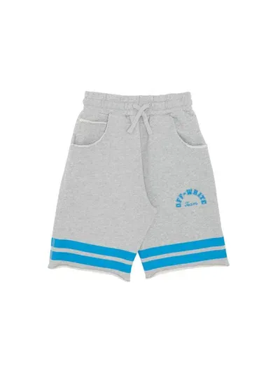 Off-white Kids' Team 23 Cotton Shorts In Grey