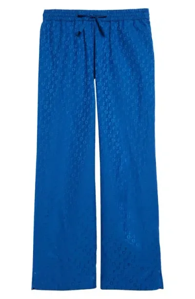 Off-white Logo Cotton & Silk Jacquard Pajama Pants In Blue - N