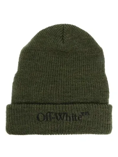 Off-white Logo-embroidered Beanie In Green