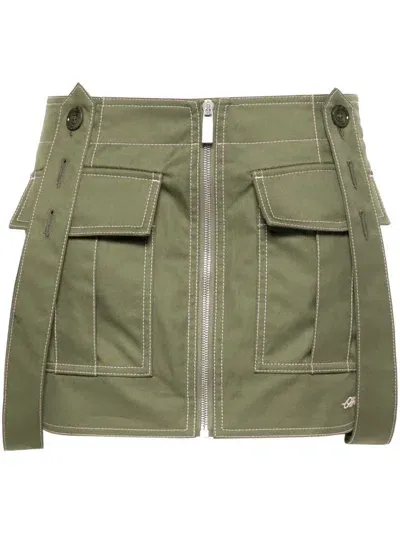 Off-white Cargo Mini Skirt With Straps In 绿色