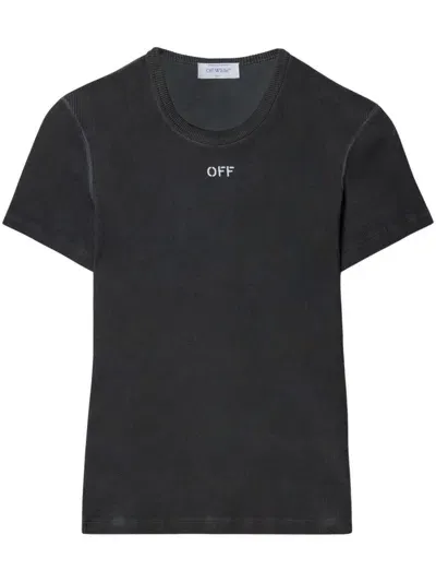 Off-white Logo-embroidered T-shirt In Multicolor