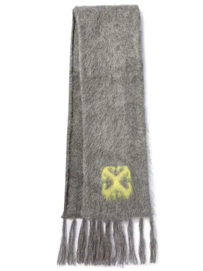 Off-white Grey/yellow Mohair Scarf