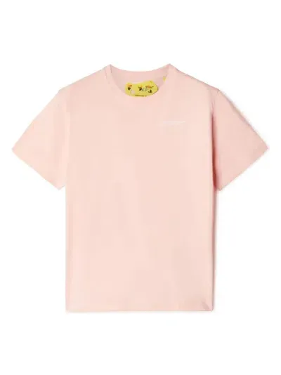 Off-white Kids' Logo-print Cotton T-shirt In Pink