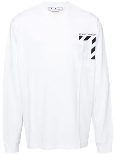 Off-white Logo Print Long Sleeved T-shirt In White