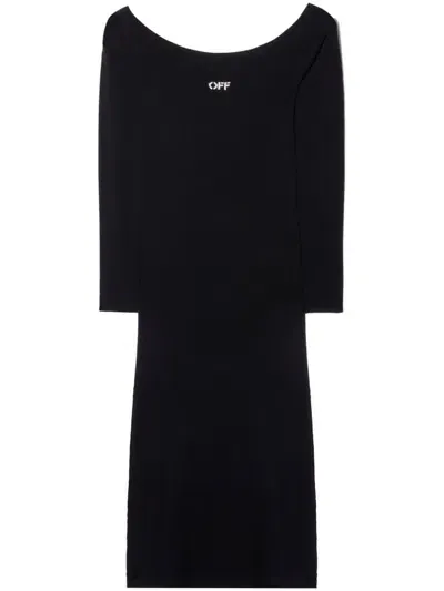 Off-white Logo Print Midi Dress In Black