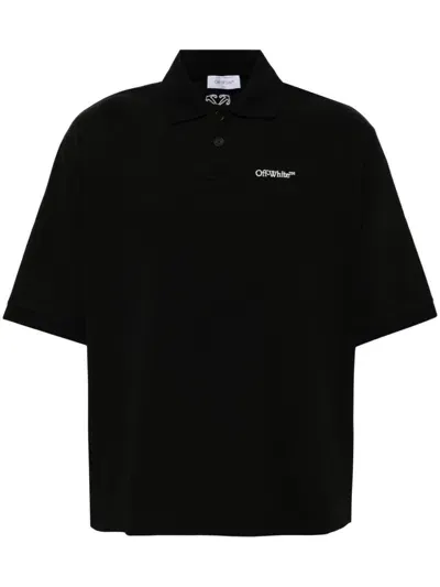 Off-white Logo Print Polo Shirt In Black