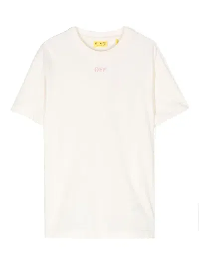 Off-white Kids' Logo-print T-shirt In Neutrals