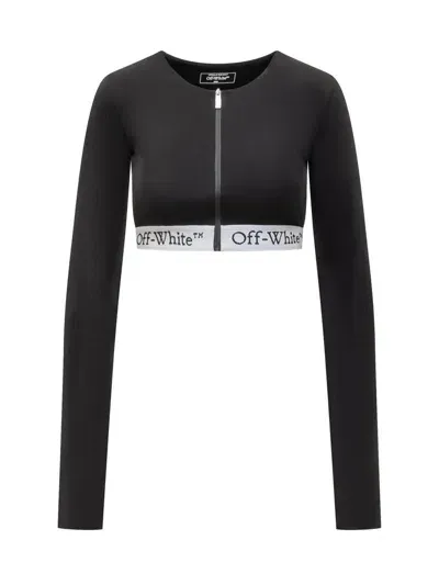 Off-white Logoband Ls Zipped Top In Black