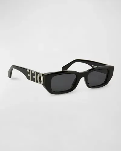 Off-white Men's Fillmore Acetate Rectangle Sunglasses In Black Dark Grey