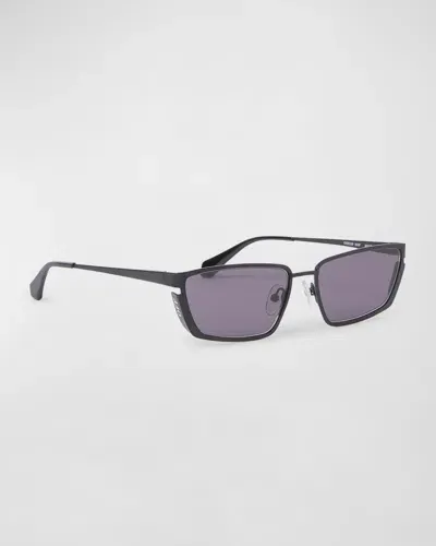 Off-white Men's Richfield Metal Rectangle Sunglasses In Black Dark Grey