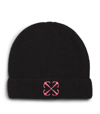 Off-white Kids' Metallic Arrows Beanie In Black