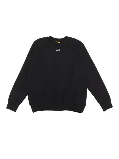 Off-white Kids' Off Stamp Cotton Jersey Sweatshirt In Black