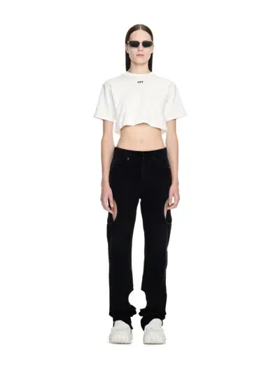 Off-white Off Stamp Rib Cropped Tee In White