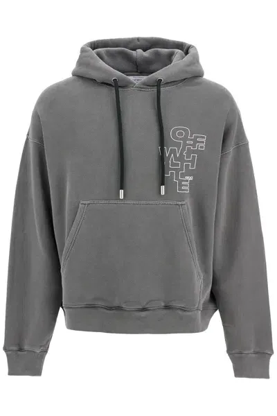 Off-white Outline Arrow Hoodie In Gray