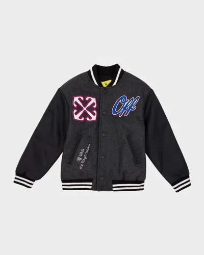 Off-white Kids' Ow Patch Varsity In Anthracite White