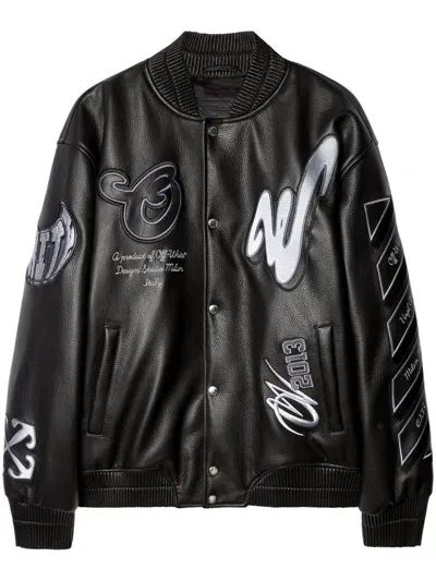 Off-white Patchwork Bomber Jacket In Black