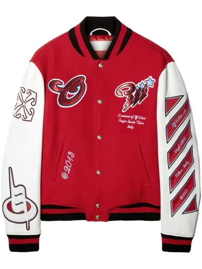 Off-white Patchwork Bomber Jacket In Red