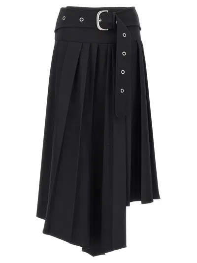 Off-white Off White Pleated Midi Skirt In Black