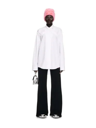 Off-white Poplin Cross Over Shir In 白色