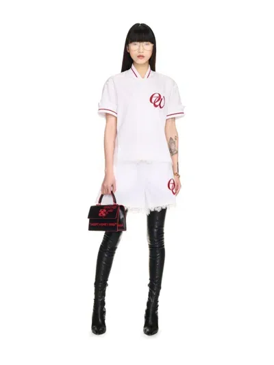 Off-white Poplin Ow Embr Baseball Short In 白色