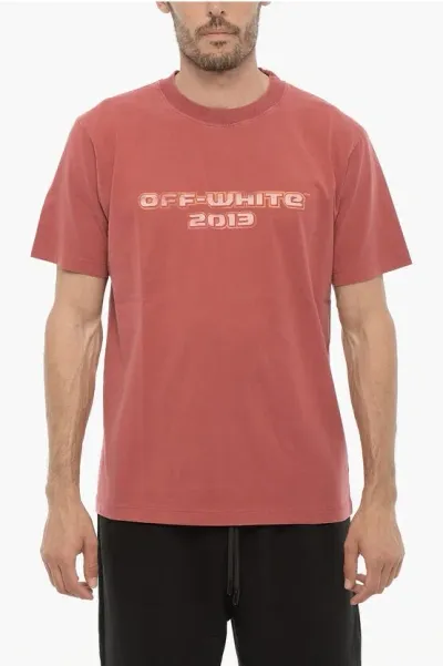 Off-white Printed Digit Bacchus Crew-neck T-shirt In Red