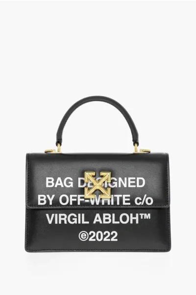 Off-white Printed Leather Jitney Handbag In Black