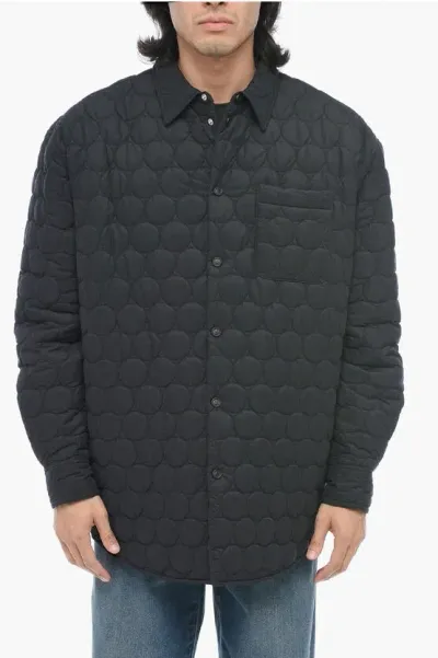 Off-white Quilted Overshirt With Arrow Patch In Black