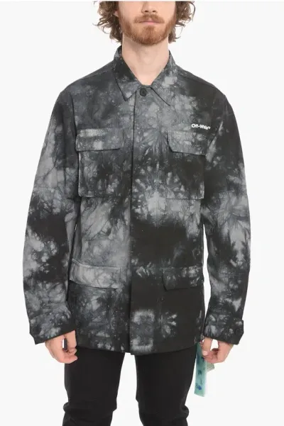 Off-white Seasonal Tie Dye Cotton Arrow Saharan Overshirt In Gray