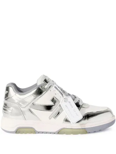 Off-white Leather Out Of Office Sneakers In Bianco E Argento