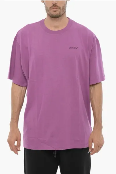 Off-white Solid Color Crew-neck T-shirt In Purple