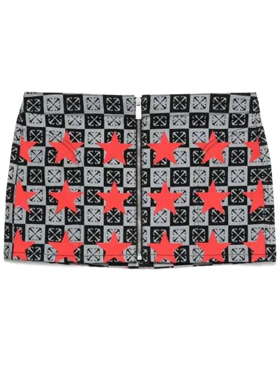 Off-white Star-print Denim Skirt In Black