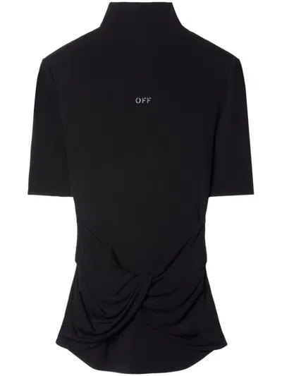 Off-white Logo-print Twisted Top In Black