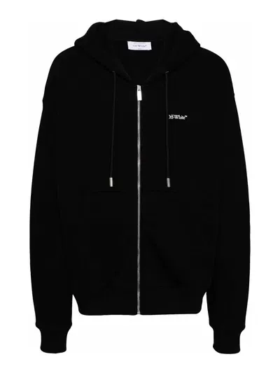 Off-white Windy Arrow Zip Skate Hoodie In Negro