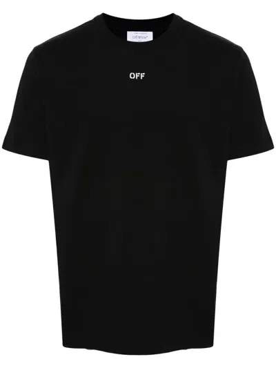 Off-white T-shirt With Embroidery In Black