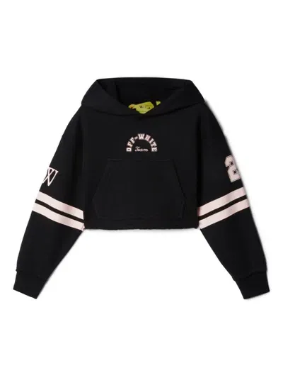 Off-white Team 23 Hoodie Crop Raw In Black