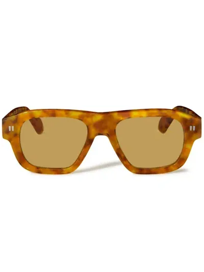 Off-white Tortoiseshell-effect Geometric-frame Sunglasses In Brown