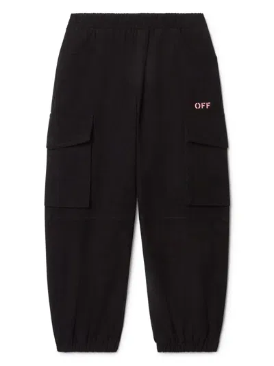 Off-white Kids' Off Stamp Cargo Track Pants In Black