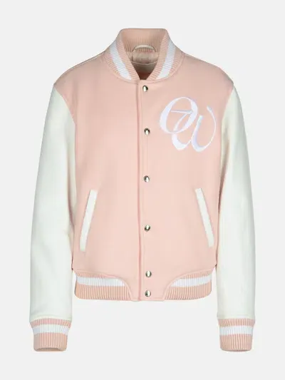 Off-white 'varsity' Pink Fabric Blend Bomber Jacket