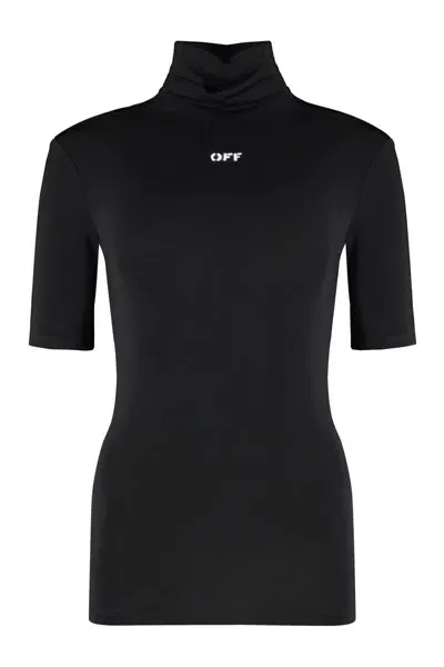 Off-white Viscose Top In Black