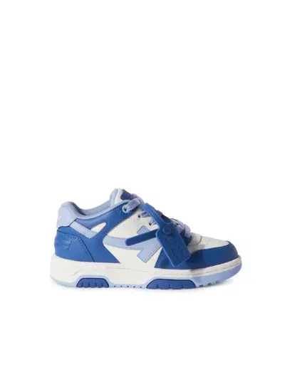 Off-white Kids' Out Of Office Arrow-embroidered Leather Low-top Trainers 9-10 Years In Blue