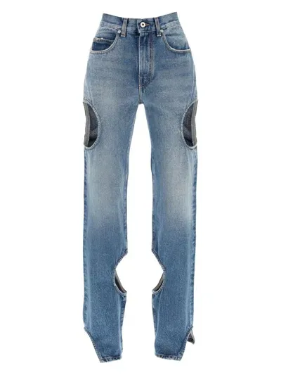 Off-white Meteor Hole-detail Jeans In Blue