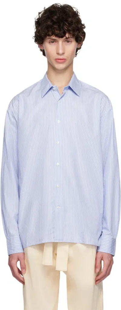 Officine Generale Men's Gad Striped Poplin Sport Shirt In Patterned Blue